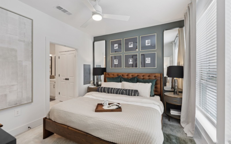 Bedroom in dallas texas with large windows