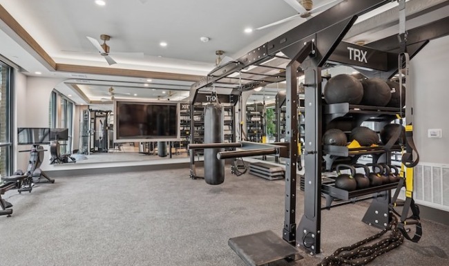 Cardio + strength equipment inside Copper Bishop Arts' fitness center